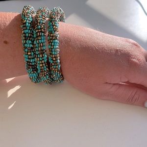 Beachy beaded bangles (set of 3)
